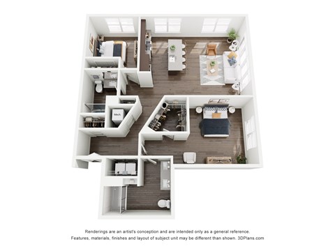 Floor plan for 2 beds, 2 baths, 1324 sqft